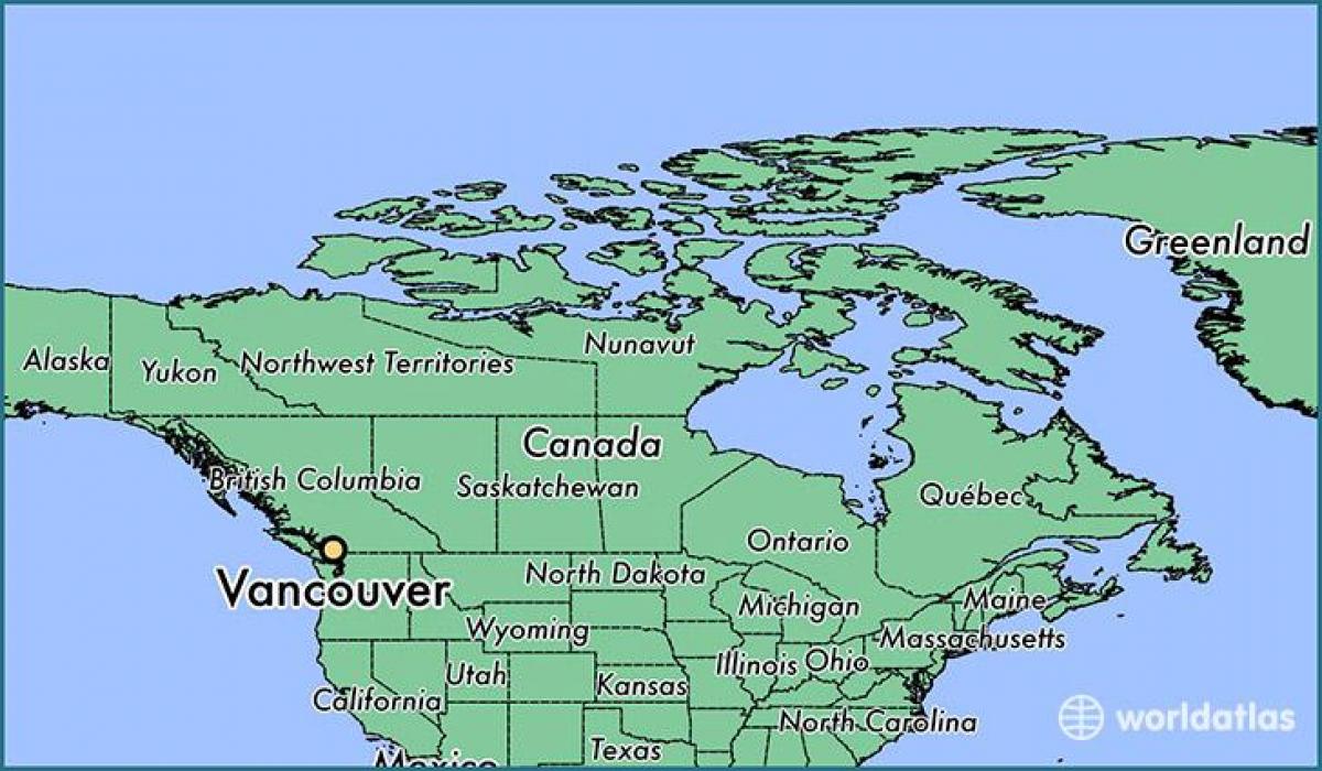 zemljevid kanade, ki prikazuje vancouver