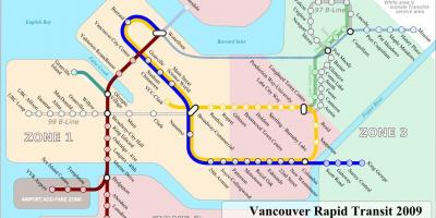 Vancouver skytrain pas zemljevid