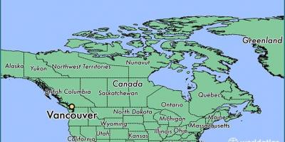 Zemljevid kanade, ki prikazuje vancouver