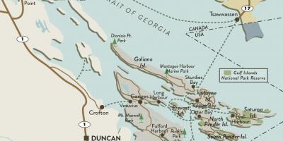 Zemljevid vancouver island in otoki zaliv