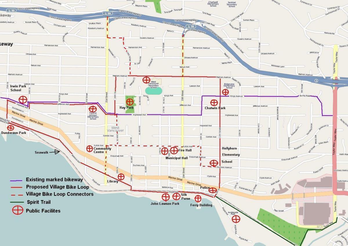 north vancouver kolesarski zemljevid