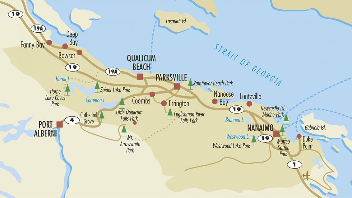 zemljevid parksville vancouver island