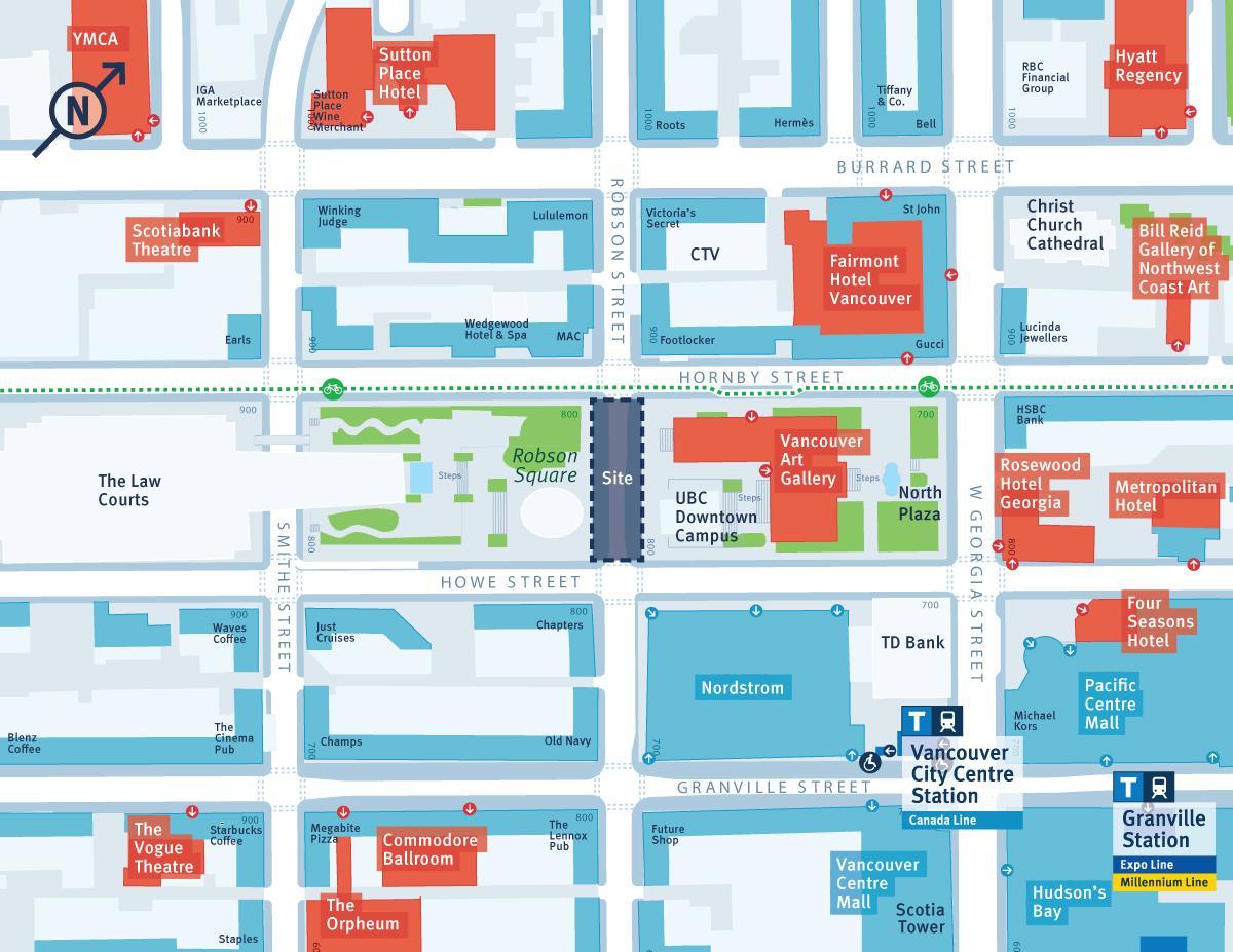 zemljevid robson ulica vancouver