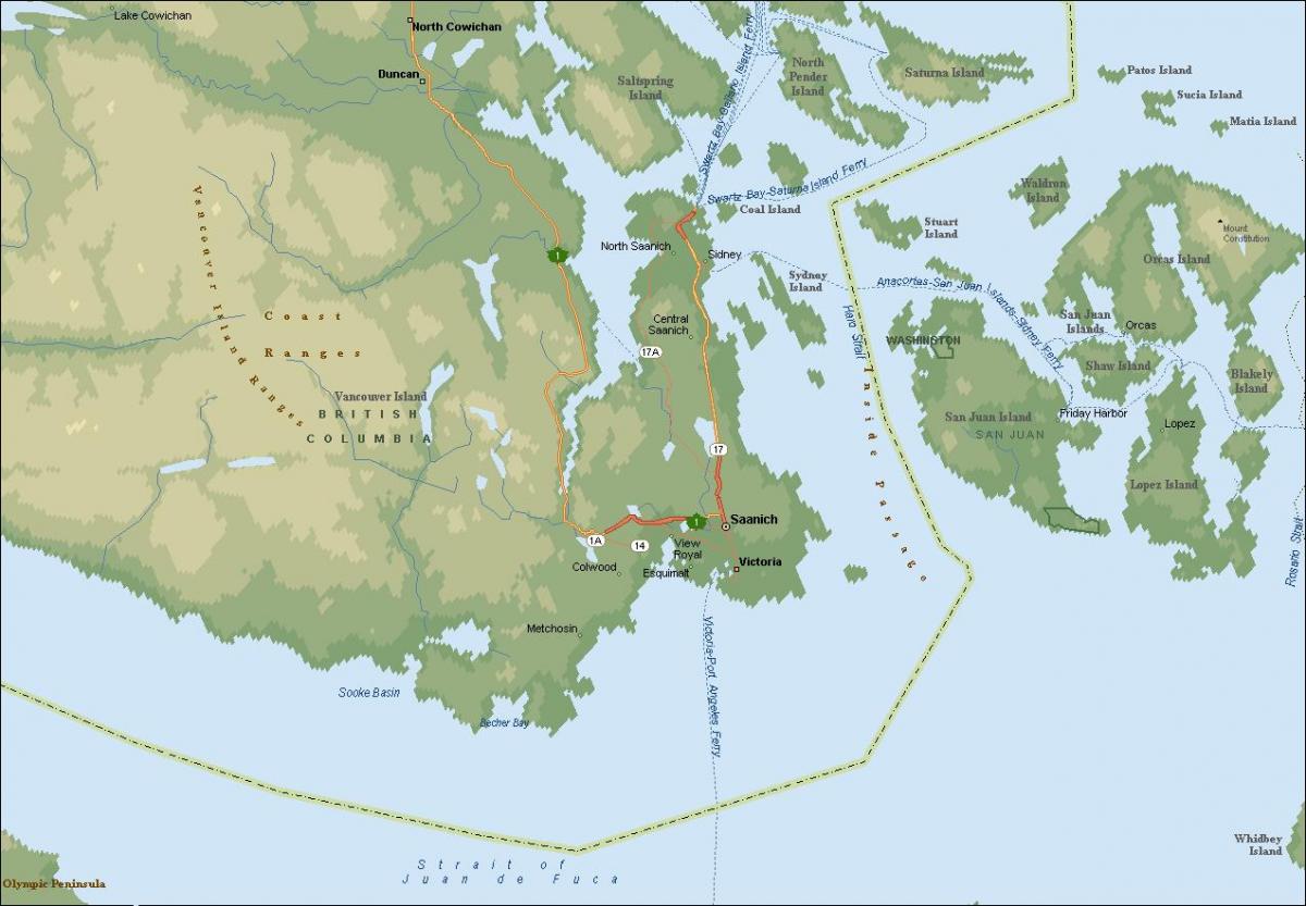 Zemljevid saanich vancouver island