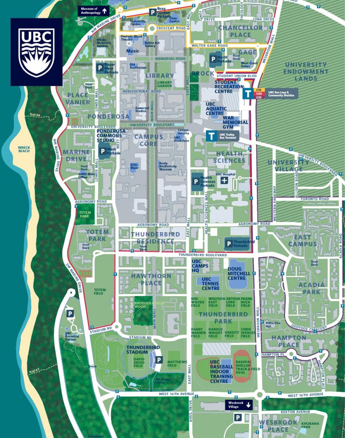 ubc vancouver kampusu zemljevid