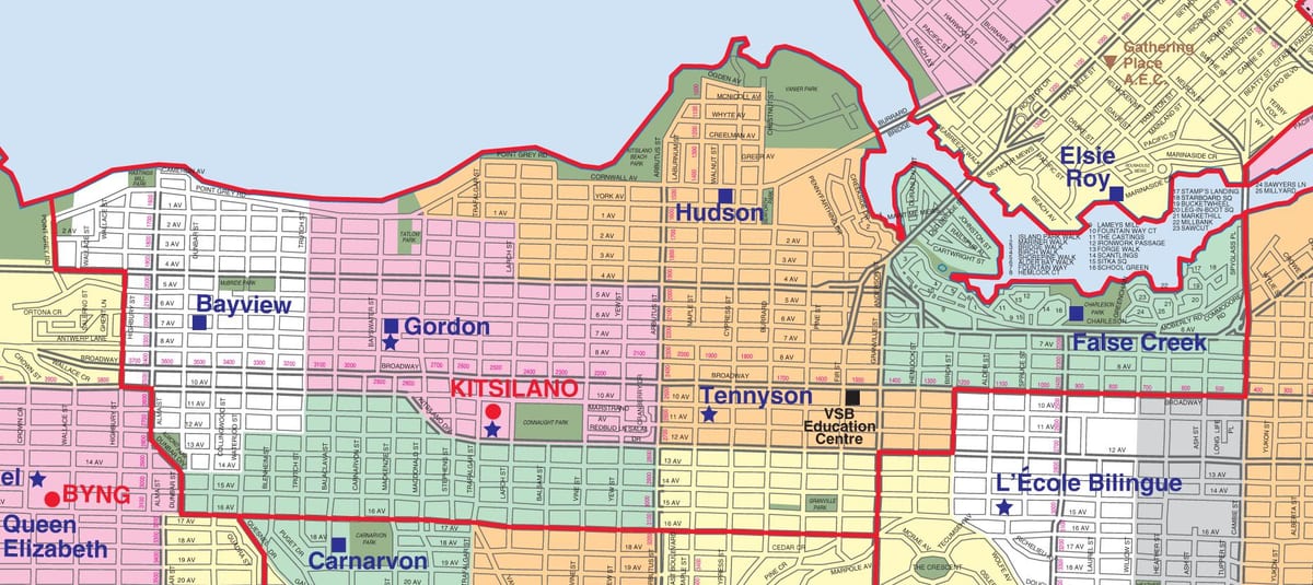 vancouver šolski okoliš meja zemljevid