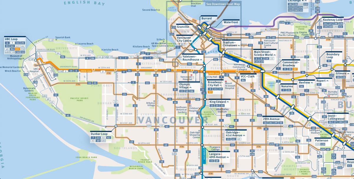 Zemljevid vancouver avtobusnih prog