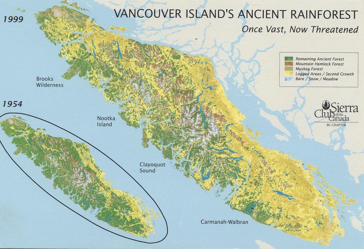 deževni gozd vancouver island zemljevid
