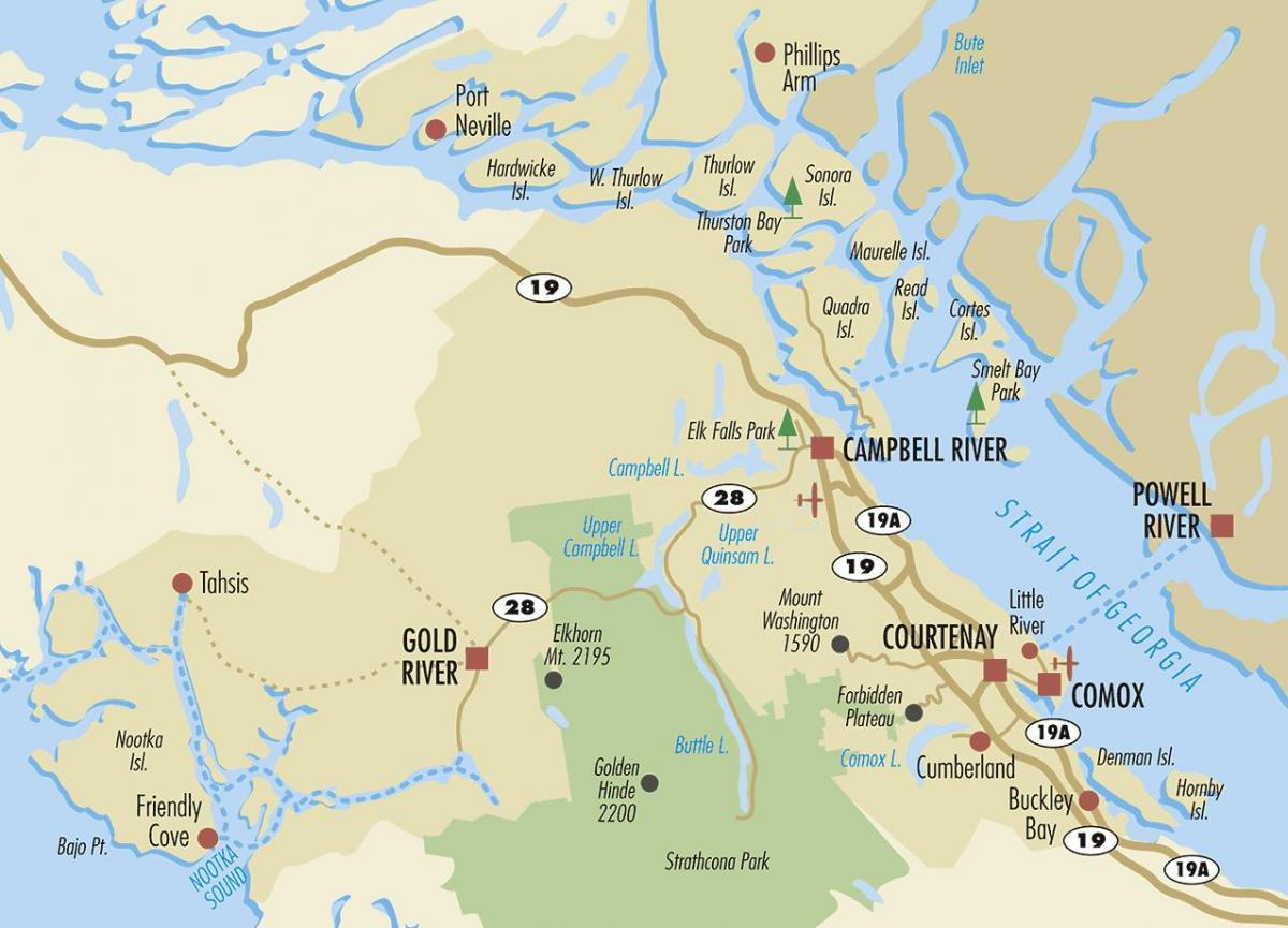campbell reka zemljevid vancouver island