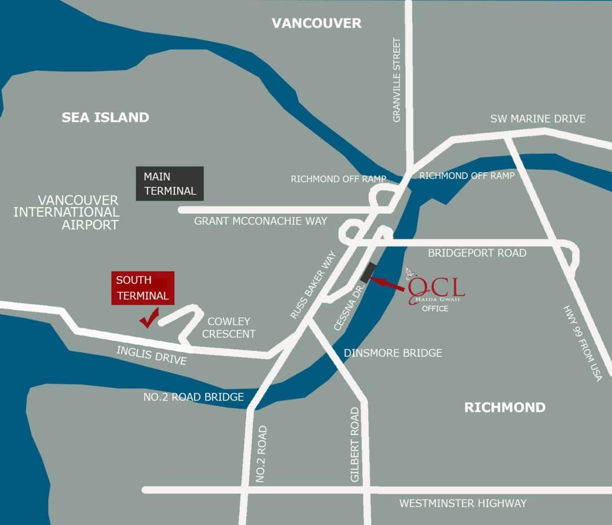 Zemljevid vancouver letališče mesto