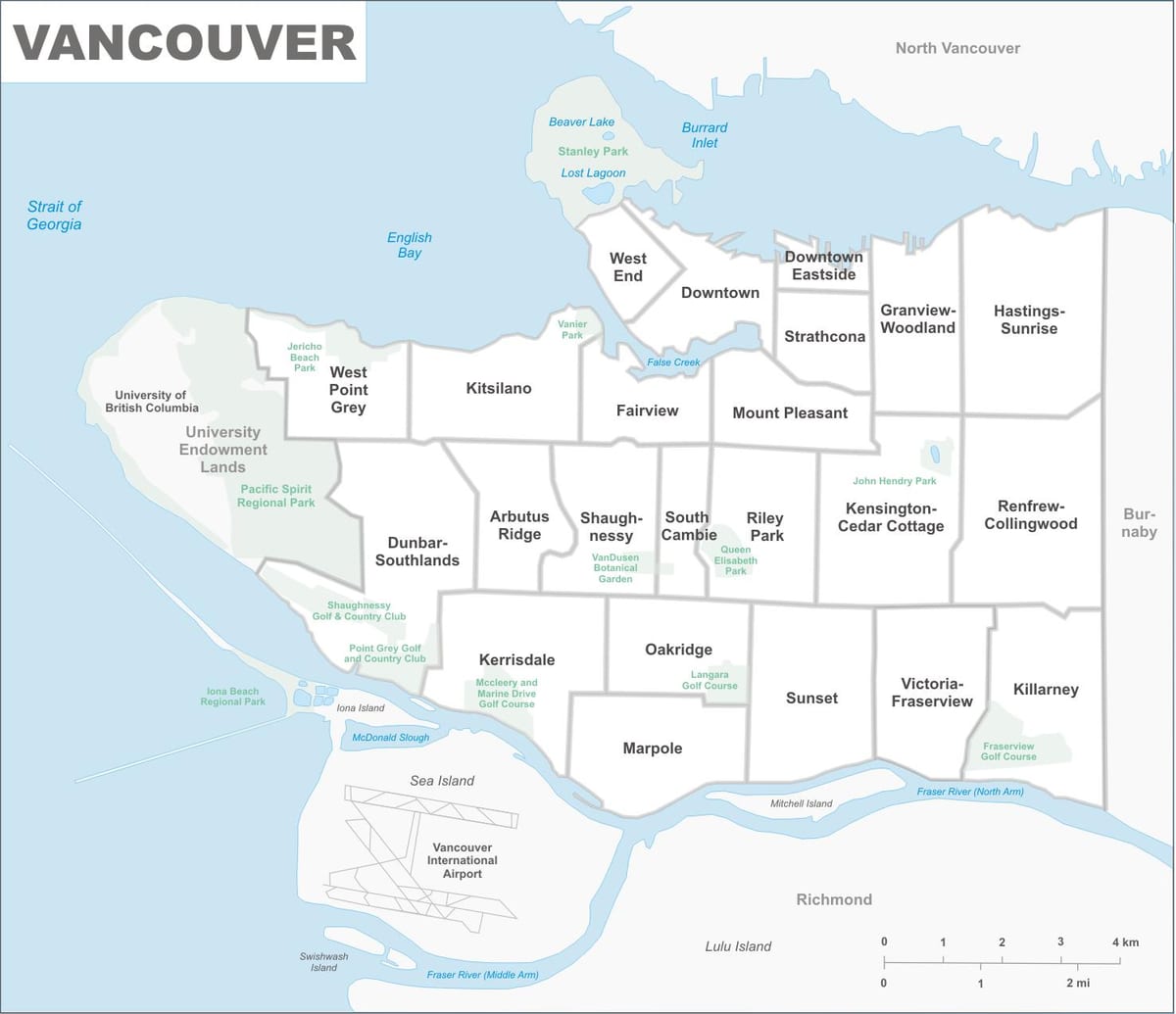 Zemljevid vancouver nepremičnine
