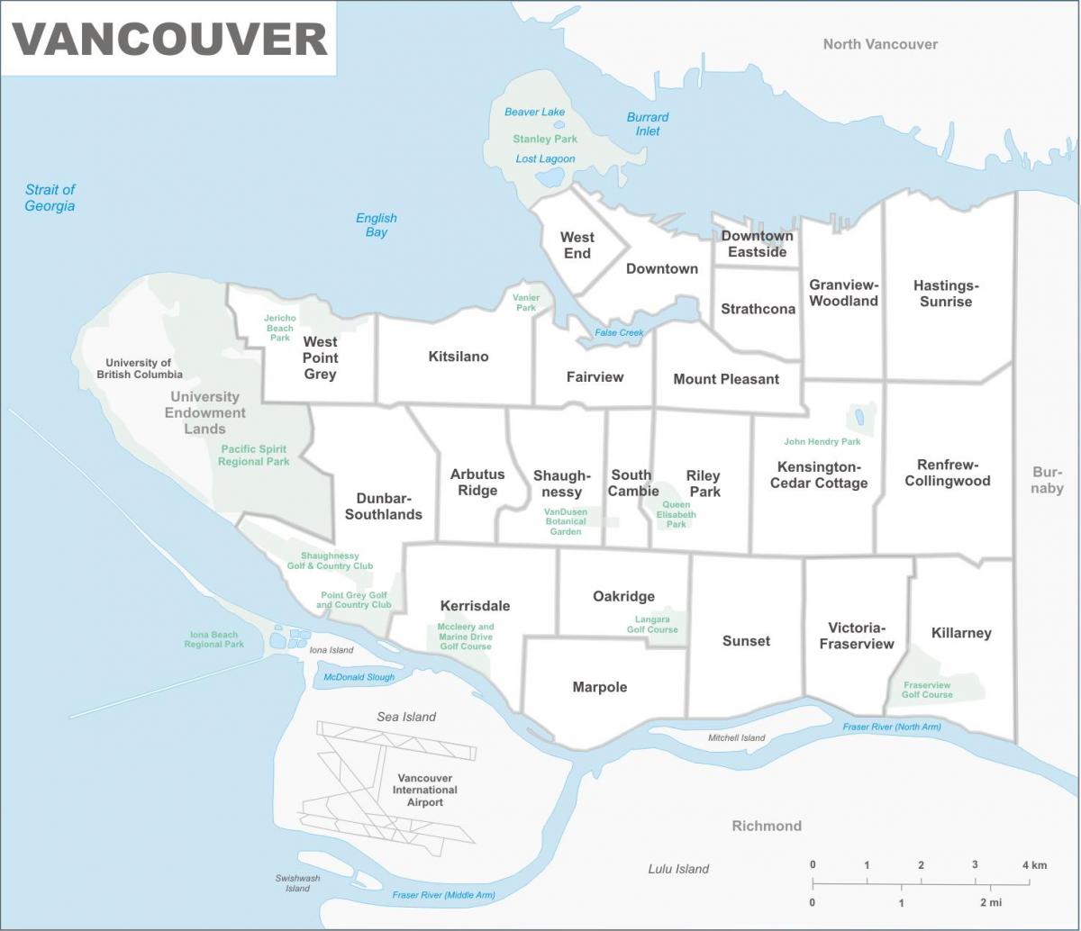 vancouver, bc soseski zemljevid