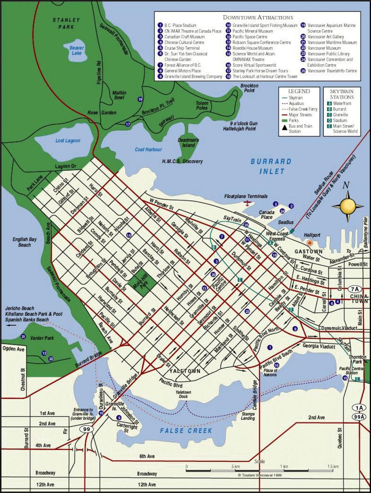 Zemljevid vancouver središče mesta