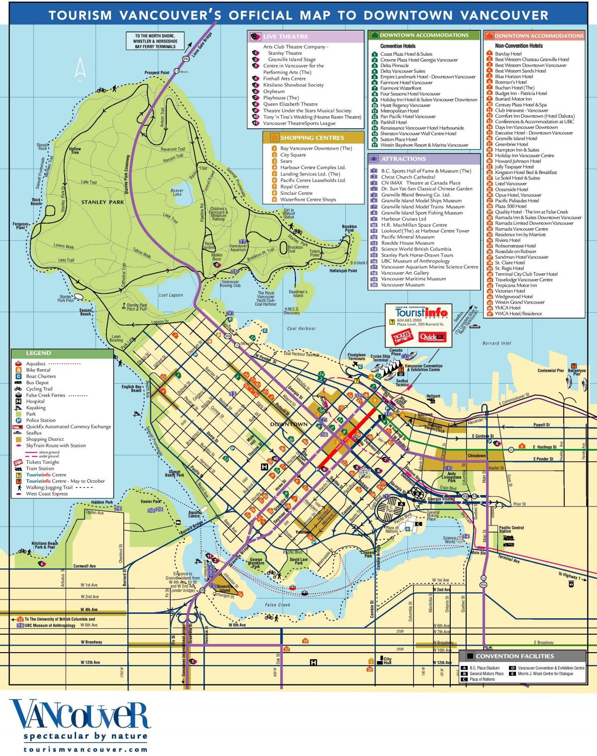 downtown vancouver zemljevid z znamenitostmi