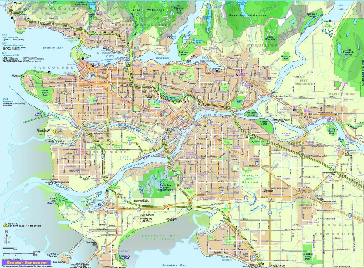 mesto zemljevid vancouver, bc kanada
