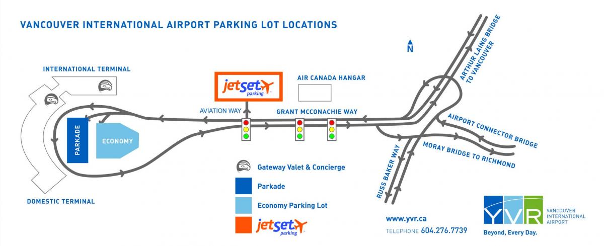 vancouver letališče parkiranje zemljevid