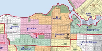 Vancouver šolski okoliš meja zemljevid