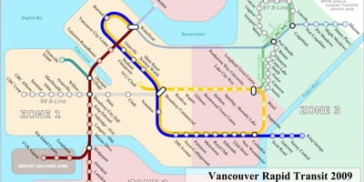 Zemljevid vancouver letališča, vlak
