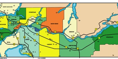 Zemljevid nižje celini british columbia