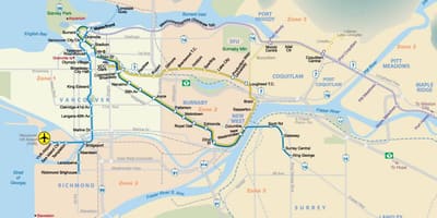 Vancouver, bc zemljevid podzemne železnice